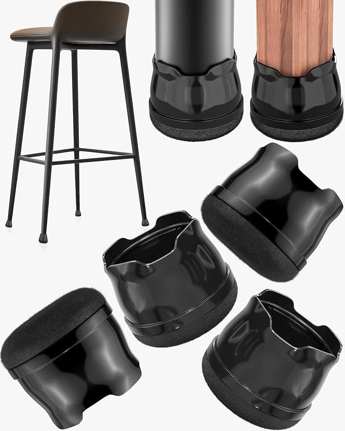 Upgrade 24 PCS Silicone & Felt Chair Leg Floor Protectors by Yomanta