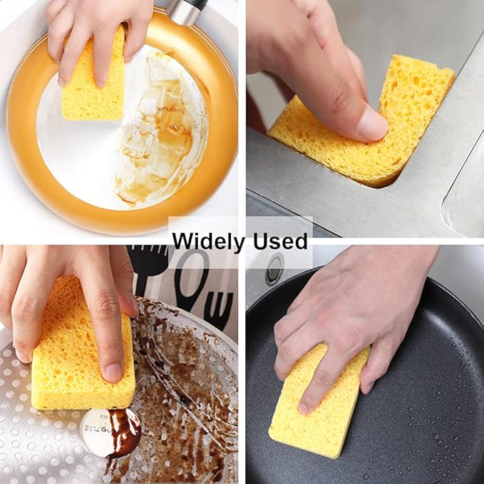 METUUTER 12-Count Cleaning Scrub Sponge- Compressed Cellulose Sponges - Image 6