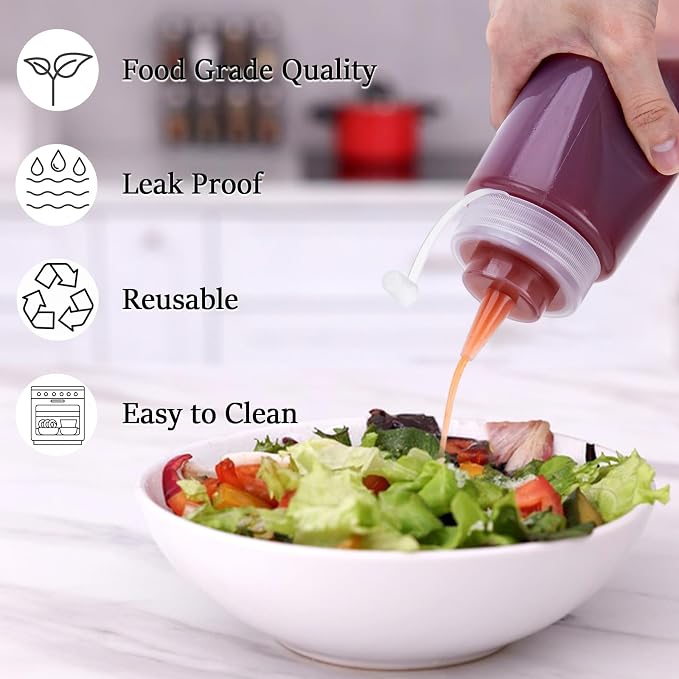Condiment Squeeze Bottles Ketchup Dispenser, 6 Pack 16oz Squeeze Bottles - Image 4