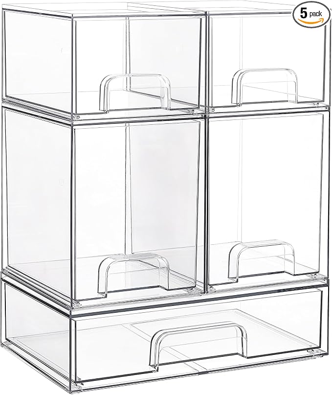Vtopmart Stackable Storage Drawers Set of 5, Pantry Organization by Vtopmart
