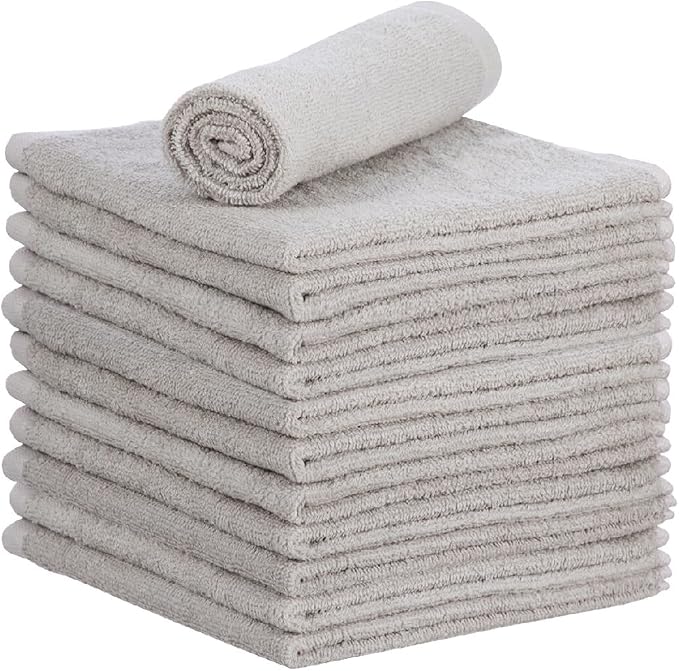 Superio Cotton Terry Washcloths Grey Towels 100% Cotton Cleaning Cloth 16" Rags by Superio