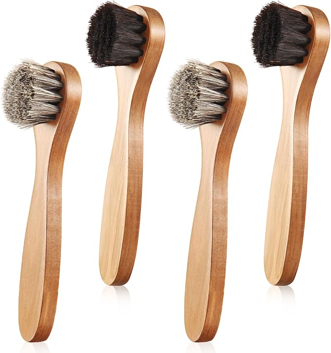 4 Pcs Horsehair Shine Shoes Brush Kit Polish Dauber Applicators Cleaning by ZJoey