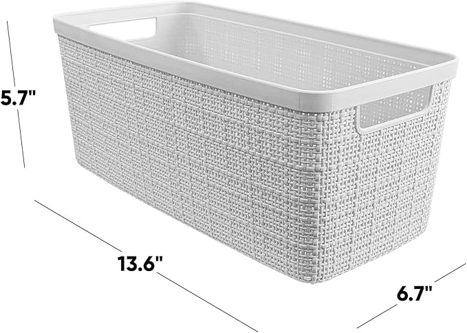 Curver Jute Decorative Plastic Organization and Storage Basket Perfect Bins - Image 2