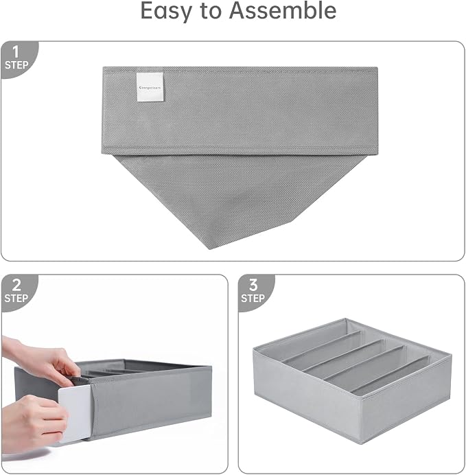 4 Packs Wardrobe Clothes Organizer, 5 Grids Washable Portable Closet Organizer - Image 6