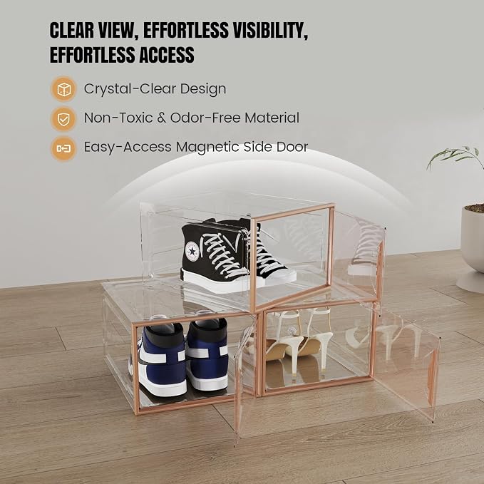 Shoe Storage Boxes Stackable, X-Large Plastic Clear Shoe Organizers - Image 4
