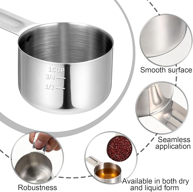 Stainless Steel Measuring Cup, 1 Cup Rice Measuring Cups, Single Measure Cups - Image 4