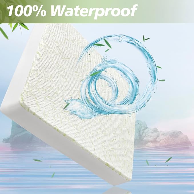 California King Mattress Protector Waterproof Mattress Pad Washable Bamboo - Image 5