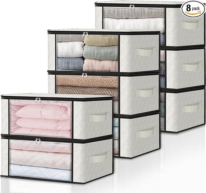 HomeHacks Storage 8-Pack Clothes Organizer Storage Bags Foldable Storage Box by HomeHacks