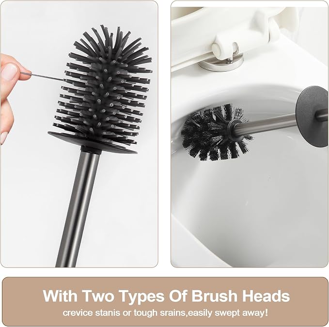BGL Standing Toilet Brush and Holder GunGrey Aluminium Toilet Bowl Cleaner - Image 5