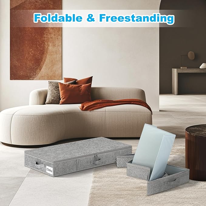 Under Bed Storage Container Bins 2 Pack, 4.5 Inch Slim Low Profile Underbed - Image 6