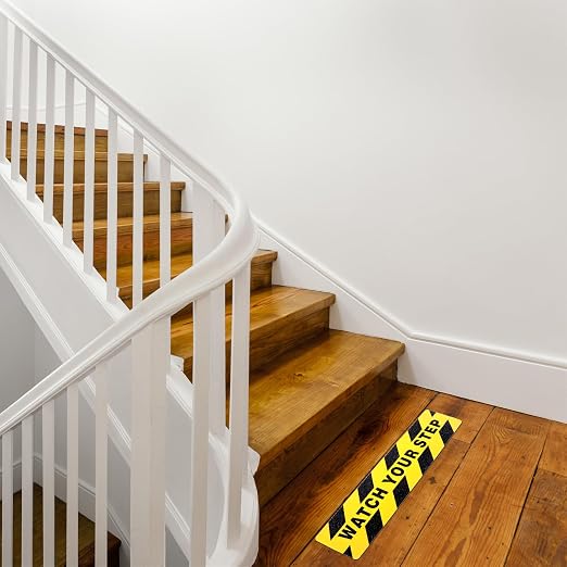 Boao 12 Pieces Watch Your Step Stickers Sign 6 x 24 Inch Caution Watch Your - Image 4