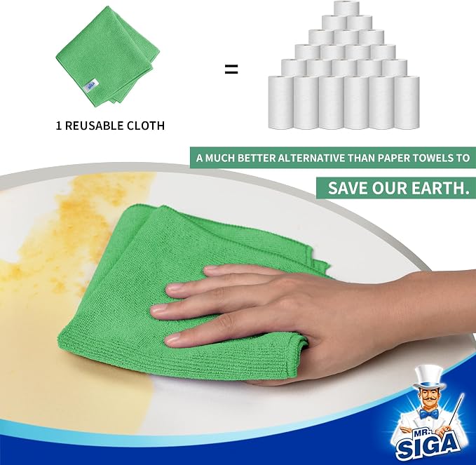 MR.SIGA Microfiber Cleaning Cloths, All-Purpose Microfiber Towels, Streak Free - Image 4