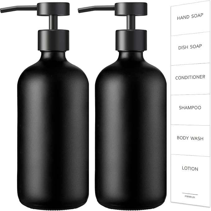 GMISUN Black Soap Dispenser, 2 Pack Matte Black Hand Soap Dispensers by GMISUN