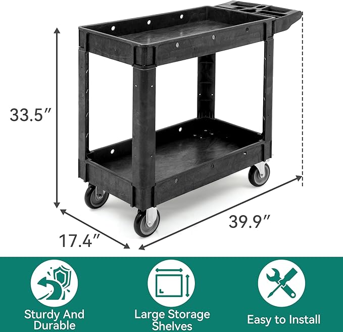 YITAHOME Utility Cart on Wheels, Plastic Tool Cart 550 lbs Capacity Service Cart - Image 3