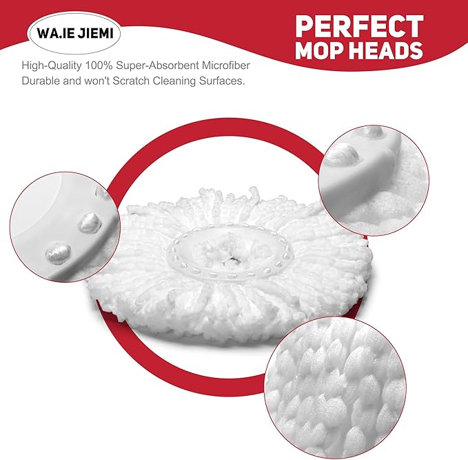 4-Pack White Mop Replacement Heads - Image 4