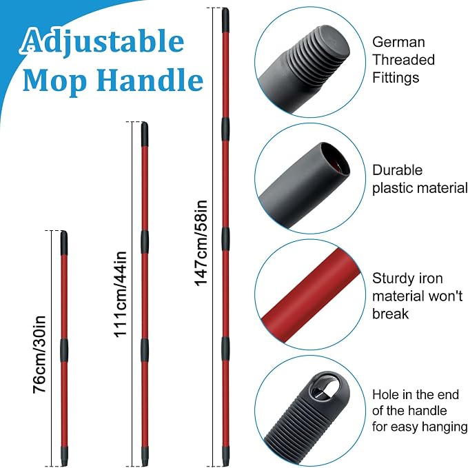 Spin Mop Handle, Mop Heads Replacements, Scrubber Mop Head and Mop Base - Image 4