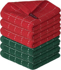 Artoid Mode Checkered Designed Cotton Red Green Terry Kitchen Dish Cloths by ArtoidMode