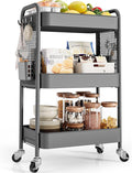 TOOLF 3 Tier Rolling Cart Storage Organizer, Metal Rolling Utility Cart by TOOLF