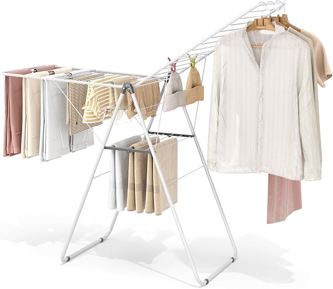 KINGBOARD Clothes Drying Rack Foldable, Metal Drying Rack Clothing by KINGBOARD