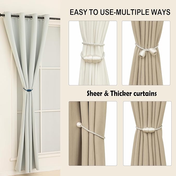 Magnetic Curtain Tiebacks Rope Tie Backs 2 Pack Curtains Holders - Image 5