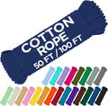 TECEUM Cotton Rope 3/16” – 50 FT – Strong All-Purpose Braided Rope – Natural by TECEUM