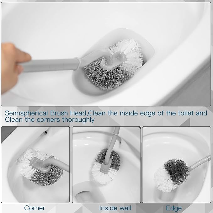 2Pcs Toilet Brush, Slim Compact Bathroom Toilet Scrubber No Dead Corners - Image 6