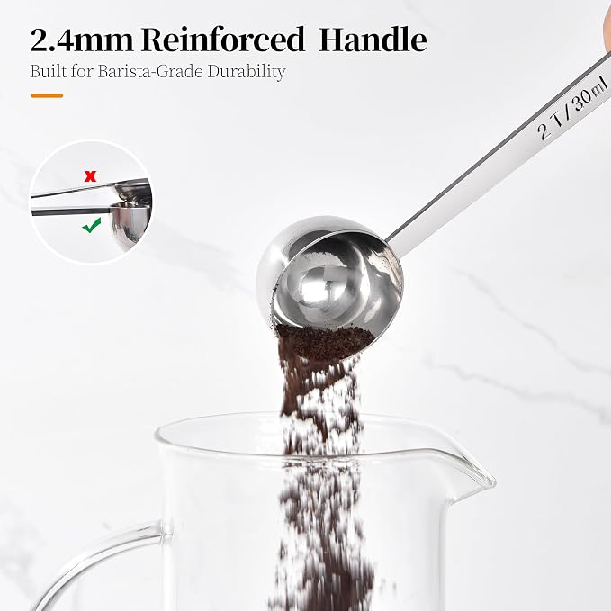Long Handle Coffee Scoop: 5.98 Inch 18/8 Stainless Steel 2 Tablespoon Metal - Image 8
