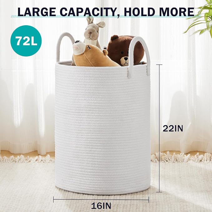 Woven Rope Laundry Hamper Basket by YOUDENOVA, 72L Tall Luandry Basket - Image 3