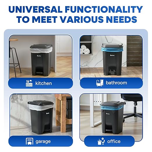 14 Gallon Step-On Trash Can/Container, Hands-Free Disposal - Image 5