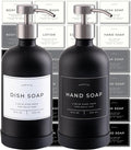 16oz Glass Soap Dispenser with Stainless Steel Pump, 21 Waterproof Labels by Verute
