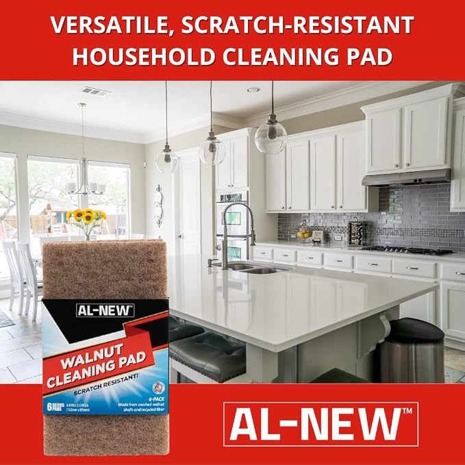 AL-NEW Walnut Cleaning Pads | Versatile, Scratch Resistant Household Cleaning & - Image 3