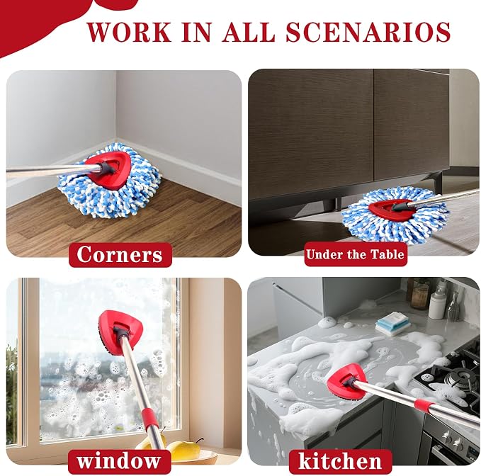 2 Pack Spin mop Replacement Head, Spin mop Scrub Brush, Microfiber Mop Refills - Image 4