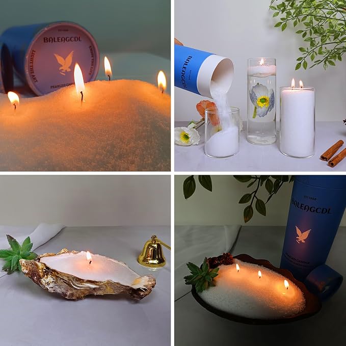 Sandalwood Scented White Pearled Candle 18oz Luxury Sand Candle Granulated Wax - Image 5