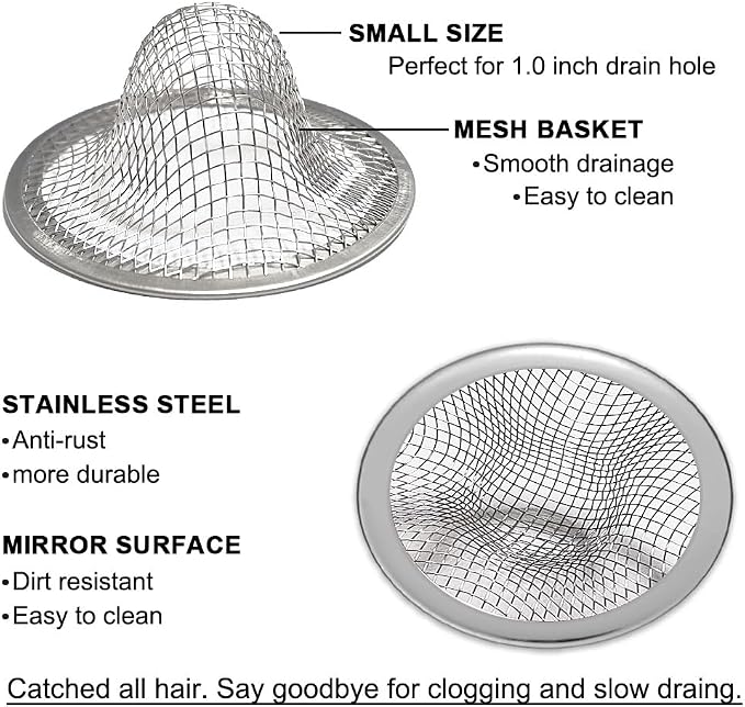 1.0" Bathroom Sink Drain Strainers, Mop Pool, RV Sink, Stainless Steel Drain - Image 4