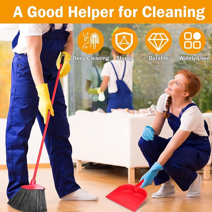 Maxcheck 6 Pcs Broom and Dustpan Set 54 Inch Heavy Duty Indoor Brooms - Image 6