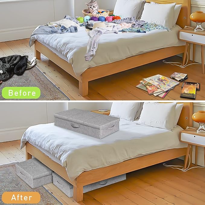 punemi Under Bed Storage Containers, Long Flat Firm Sides Underbed Organization - Image 7