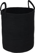 Black Cotton Rope Laundry Basket Hamper by XUANGUO