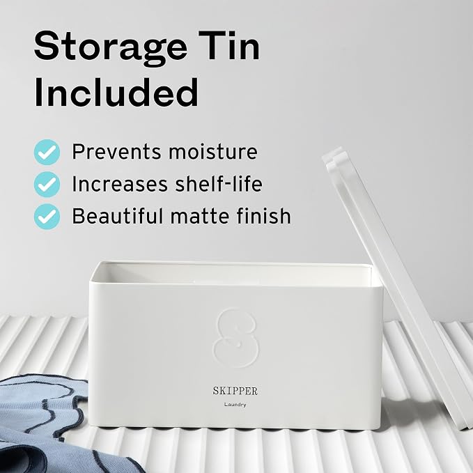 Skipper 50% LARGER Laundry Detergent Sheets Starter Kit + Storage Tin - Image 4