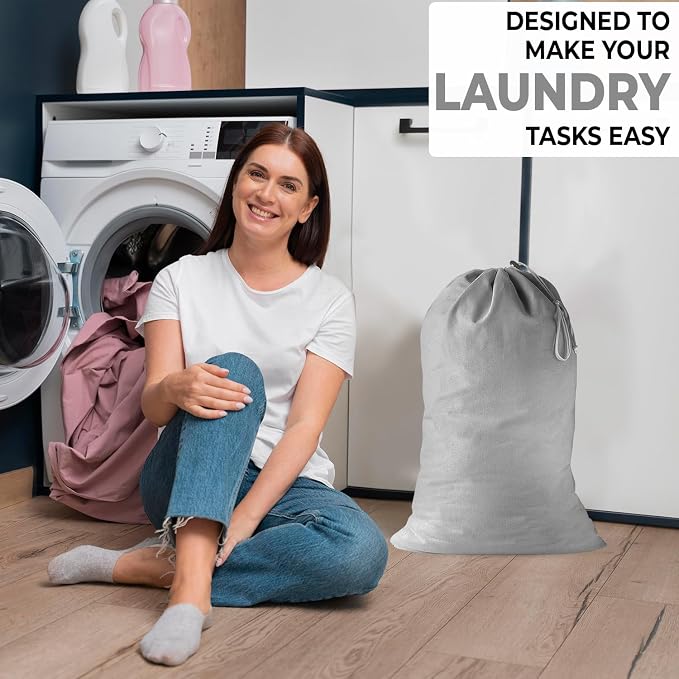 2 Pack - Extra Large Cotton Laundry Bag, Heavy Duty Large Laundry Bags 24 x 36 - Image 4