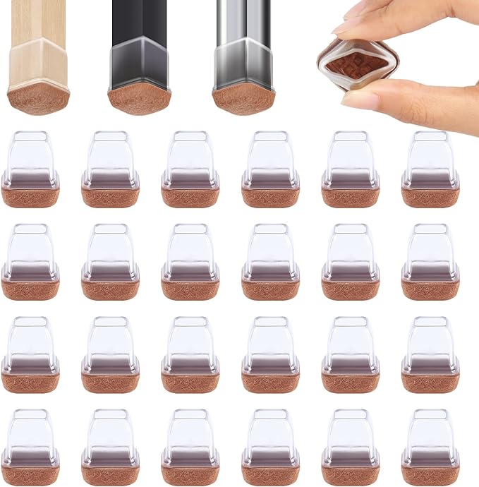 Ezprotekt 24 Pcs Small Clear Square Chair Leg Floor Protectors by VisittheEzprotekt