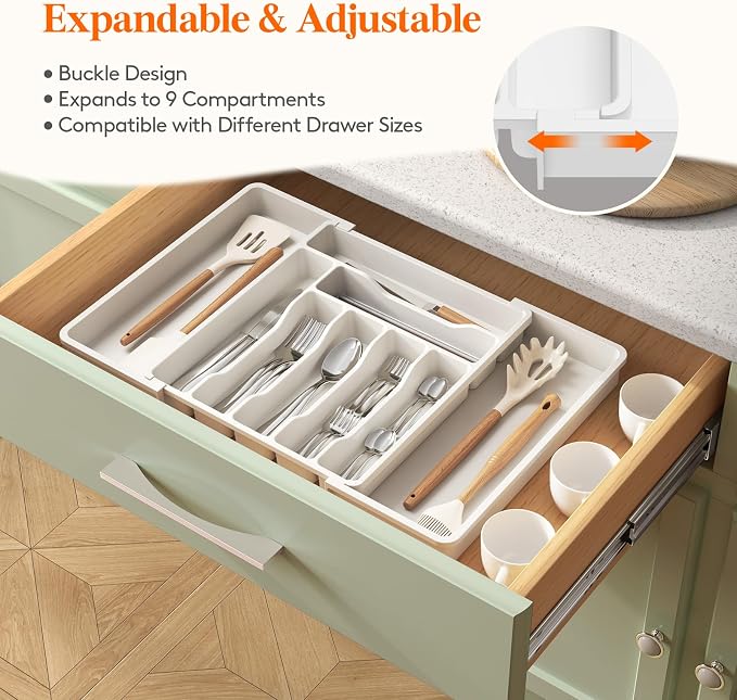Lifewit Silverware Drawer Organizer, Expandable Utensil Organizer - Image 4