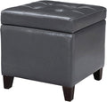 Adeco Bonded Leather Square Tufted Cubic Cube Storage Footstool, by Adeco