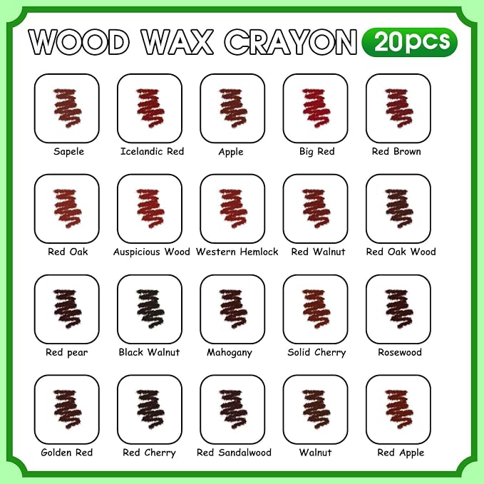 Furniture Markers Touch Up, 20 Colors Wood Filler Sticks, Wood Wax Crayons - Image 2