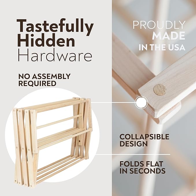 Pennsylvania Woodworks Clothes Drying Rack: Solid Maple Hardwood Laundry Rack - Image 4
