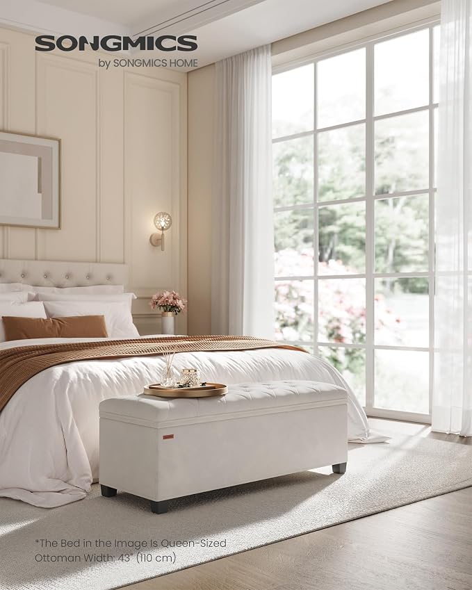SONGMICS Velvet Storage Ottoman Bench, Foot Rest - Image 2