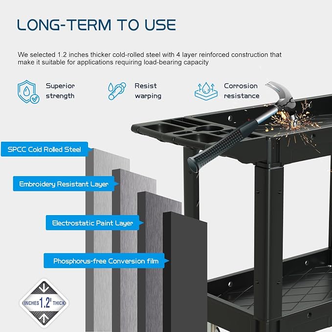 2 Shelf Heavy Duty Plastic Utility Cart, Service Cart Tub Storage W/Deep Shelve - Image 3