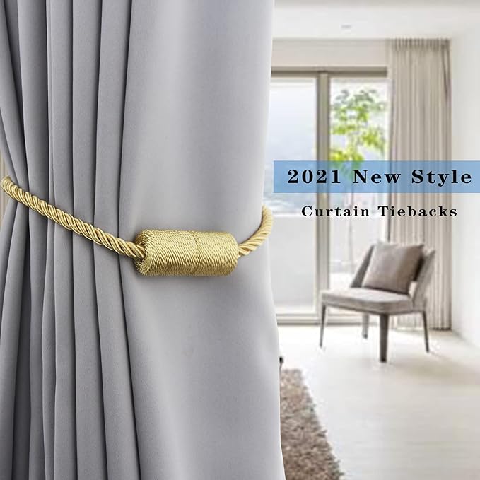 6 Pack Gold Strong Magnetic Curtain Tiebacks Outdoor Elegant Decorative Tie - Image 6