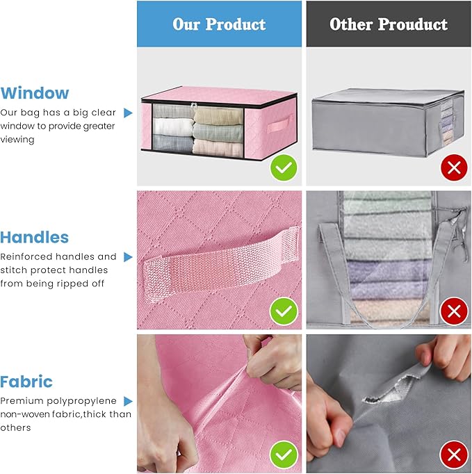 HomeHacks Storage 4-Pack Clothes Organizer Storage Bags Foldable Storage Box - Image 5