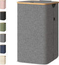 BALEINE Laundry Hamper with Lid, Tall Laundry Baskets with Bamboo Pull Handles by BALEINE