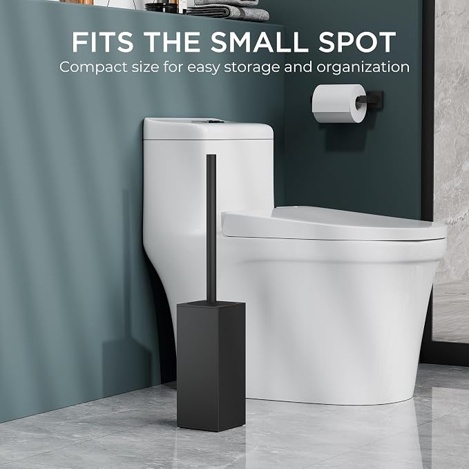 FORIOUS Toilet Brush and Holder Set, Heavy Duty 304 Stainless Steel Base Square - Image 6